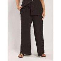 Yours Curve Textured 28" Wide Leg Trousers - Brown