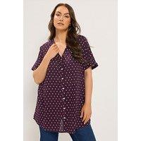 Yours Curve Dobby Notchneck Blouse - Purple