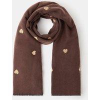 Accessorize Embroidered Heart Blanket Scarf - Brown