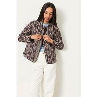 Fatface Paisley Stripe Quilted Jacket - Grey