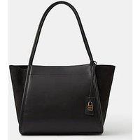 Accessorize Padlock Charm Faux Suede Tote Bag - Black