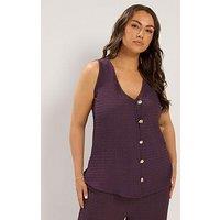 Yours Curve Co-Ord Texture Waistcoat - Purple