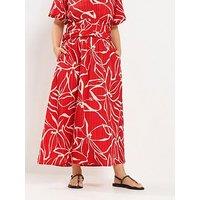 Yours Curve Floral Print Maxi Skirt - Red