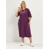 Yours Curve Tie Side Throw On Dress - Purple