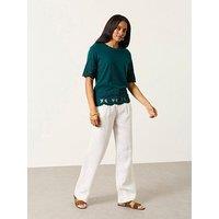 Fatface Chloe Crochet T-Shirt - Teal Blue
