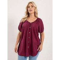 Yours Curve Crochet Gypsy Top - Red