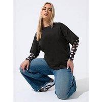 Yours Curve Spot Mesh Insert T-Shirt - Black