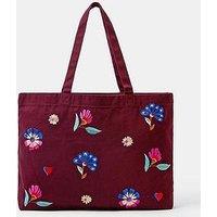 Monsoon Embroidered Floral Shopper Tote Bag - Red