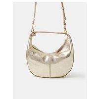 Accessorize Suede Handheld Moon Bag - Gold