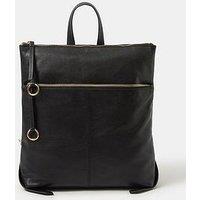 Accessorize Double Zip Leather Backpack - Black