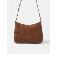 Accessorize Curved Suede Crossbody Bag - Brown