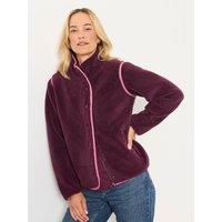 Fatface Womens Ellie Borg Fleece Zip Bomber Jacket - Red