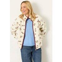 Fatface Womens Ditsy Print Zip-Through Funnel Neck Fleece - Cream