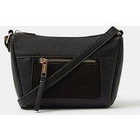 Accessorize Double Zip Crossbody Bag - Black