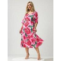 Yours Curve Floral V Neck Maxi Dress - Pink