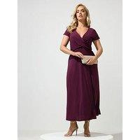 Yours Curve Wrap Twist Front Dress - Purple