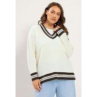 Yours Curve Tennis Jumper - White