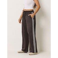 Pixiegirl Petite Side Stripe Wide Leg Jogger - Brown