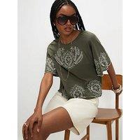 River Island Cotton Embroidered Cutwork T-Shirt - Green