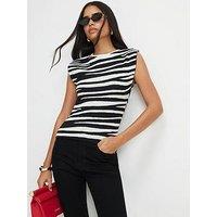 River Island Zebra Fitted Brunch Top - Black