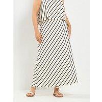 Yours Curve Textured Stripe Maxi Skirt - Cream