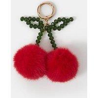 Accessorize Cherry Pom Bag Charm - Red