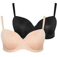 Yours Curve 2 Pack T-Shirt Bra - Black/Beige