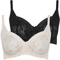 Yours Curve 2 Pack Underwire Bra - Black