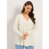 Yours Curve Henley Swing Top - Cream