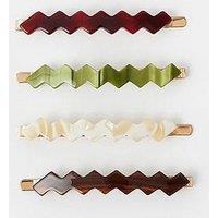 Accessorize Modern Wavy Resin Hair Slide Set 4 Pack