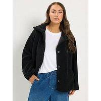 Yours Women'S Curve Funnel Neck Borg Jacket - Black