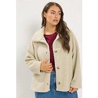 Yours Women'S Curve Funnel Neck Borg Jacket - White