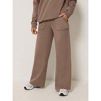 Pixiegirl Petite Patch Pocket Wide Leg Jogger - Brown
