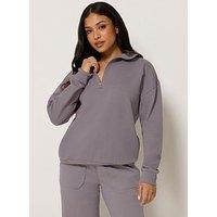 Pixiegirl Petite Funnel Neck Zip Sweatshirt - Purple