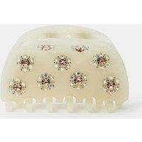 Accessorize Sparkle Floral Claw Hair Clip - Cream
