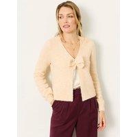 Fatface Womens Sparkle Bow V-Neck Cardigan - Cream
