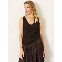 Fatface Women'S Evelyn Metallic Knit Vest Top With Shimmer Finish - Brown