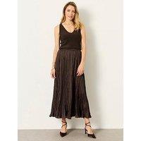 Fatface Women'S Coco Pleated Crinkle Midi Skirt - Brown
