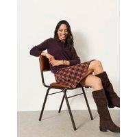 Fatface Womens Elissa Check Wrap Kilt Skirt - Purple