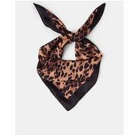 Accessorize Leopard Print Square Satin Scarf - Brown