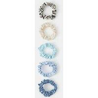 Accessorize 5 Pack Zebra Print Hair Scrunchies - Blue