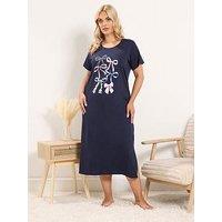 Yours Curve Bow Midaxi Nightdress - Blue