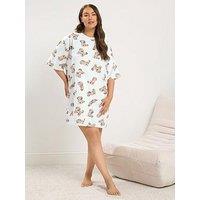 Yours Curve Cockapoo Sleep T-Shirt Nightdress - Grey