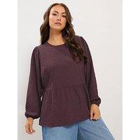 Yours Curve Textured Tie Side Top - Purple