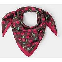 Accessorize Cherry Print Satin Square Scarf - Red