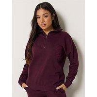 Pixiegirl Petite Embroidered '22' Slogan Funnel Neck Sweatshirt - Dark Red