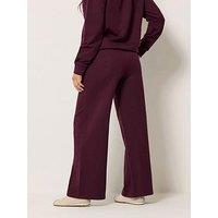 Pixiegirl Petite Embroidered '22' Slogan Wide Leg Joggers - Dark Red