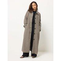 Pixiegirl Womens Petite Check Maxi Coat With Pockets - Brown
