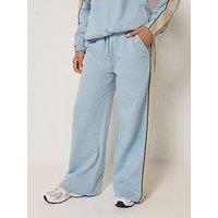 Pixiegirl Petite Colourblock Wide Leg Joggers - Blue/Brown