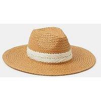 Accessorize Chevron Weave Fedora Hat - Beige